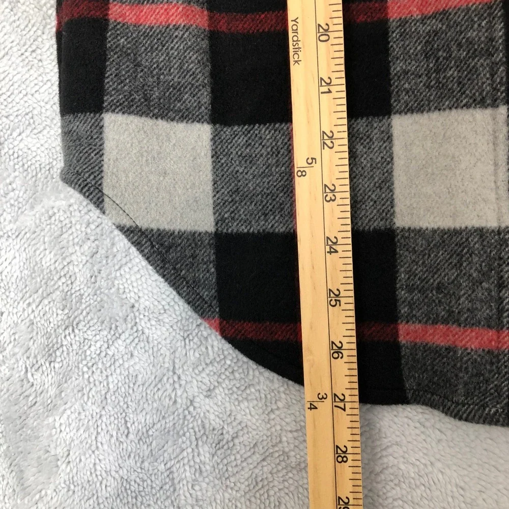 Gap Kids Plaid Wool Blend Shacket Boys Size Medium Black Red Grey Jacket Pockets